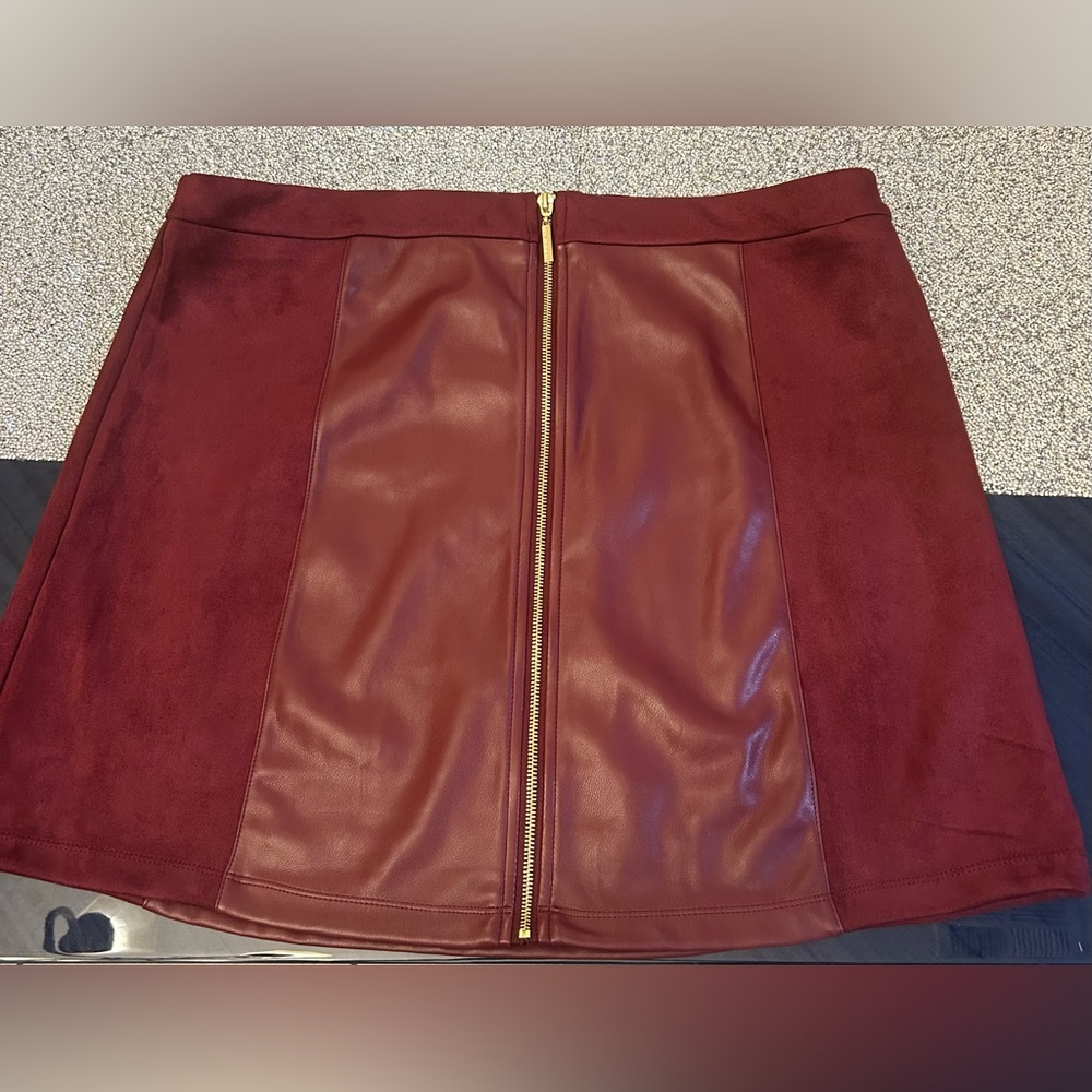Marc New York Burgundy Suede Leather Mini Skirt (Super Soft)